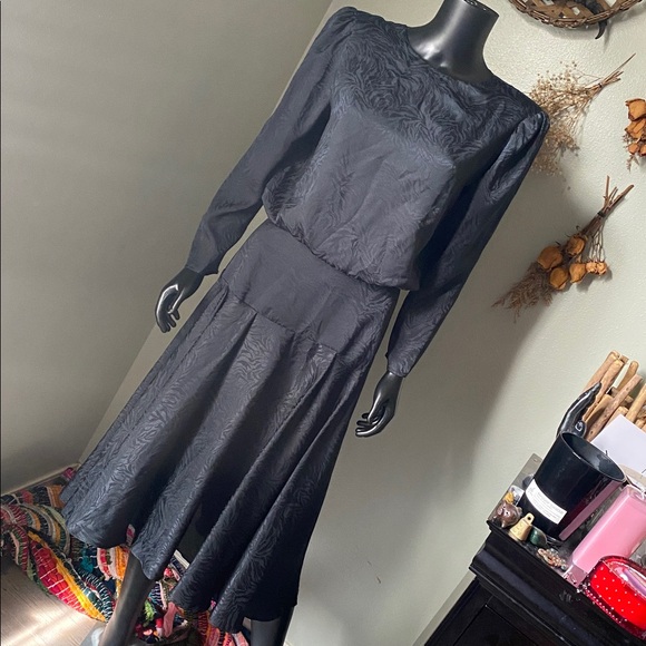 Vintage Dresses & Skirts - Vintage Black Textured Dress by Kono